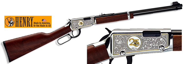 Henry 25th Anniversary Lever 22LR Engraved/Gold/Walnut Rifle NEW H001-25-img-0